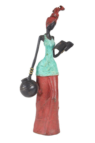 Devoted Reader Burkina Bronze Sculpture