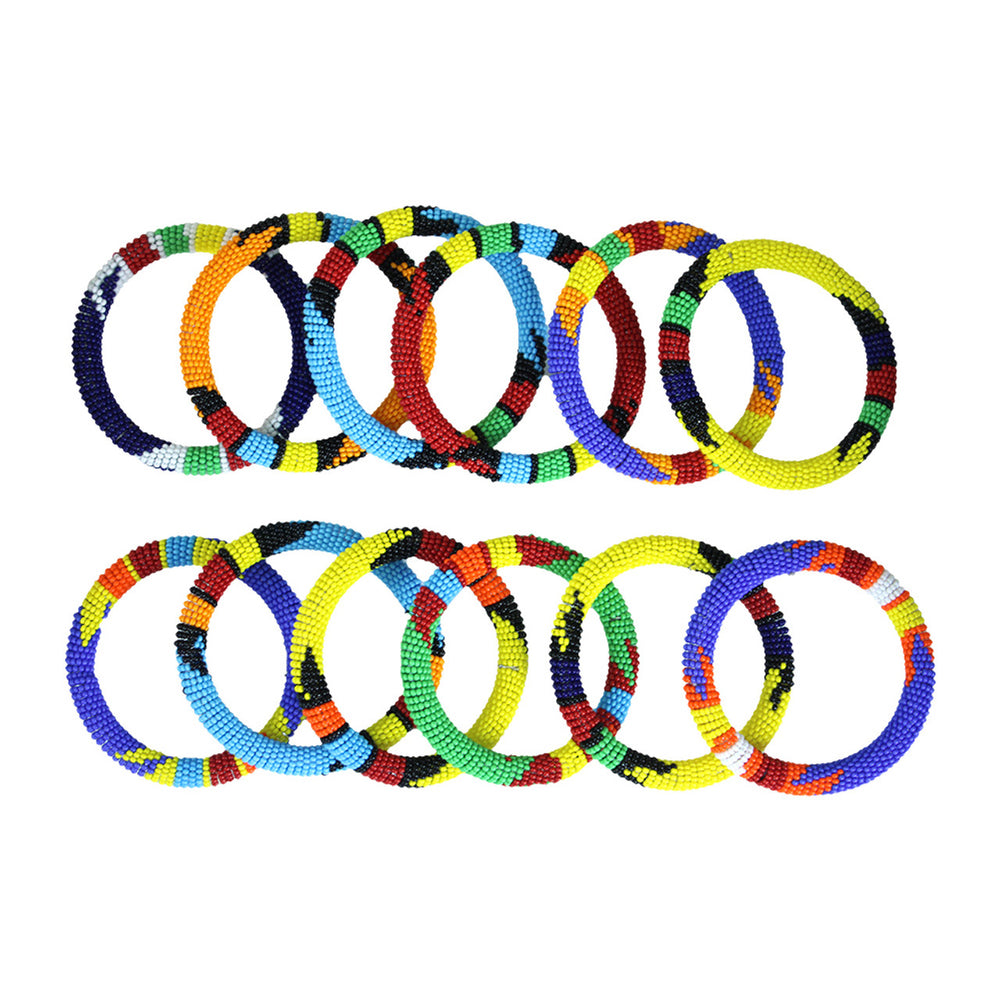 Set Of 12 Round Maasai Beaded Bracelets