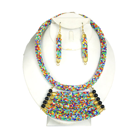 Maasai Empress Necklace Set: Multi Color