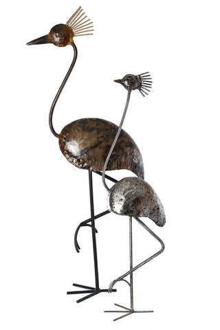 Recycled Metal Crested Crane (Large)