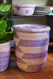 Lavender & Purple Herringbone Flat Lid Hamper Basket