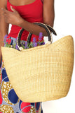 Ghanaian Wing Shopper with Leather Handles in Assorted Designs