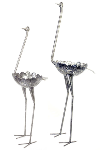 Kenyan Recycled Metal Ostrich Plant Holders (Large)