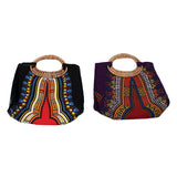Traditional Print Wicker Handle Bag