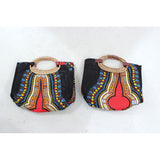 Traditional Print Wicker Handle Bag