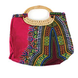 Traditional Print Wicker Handle Bag