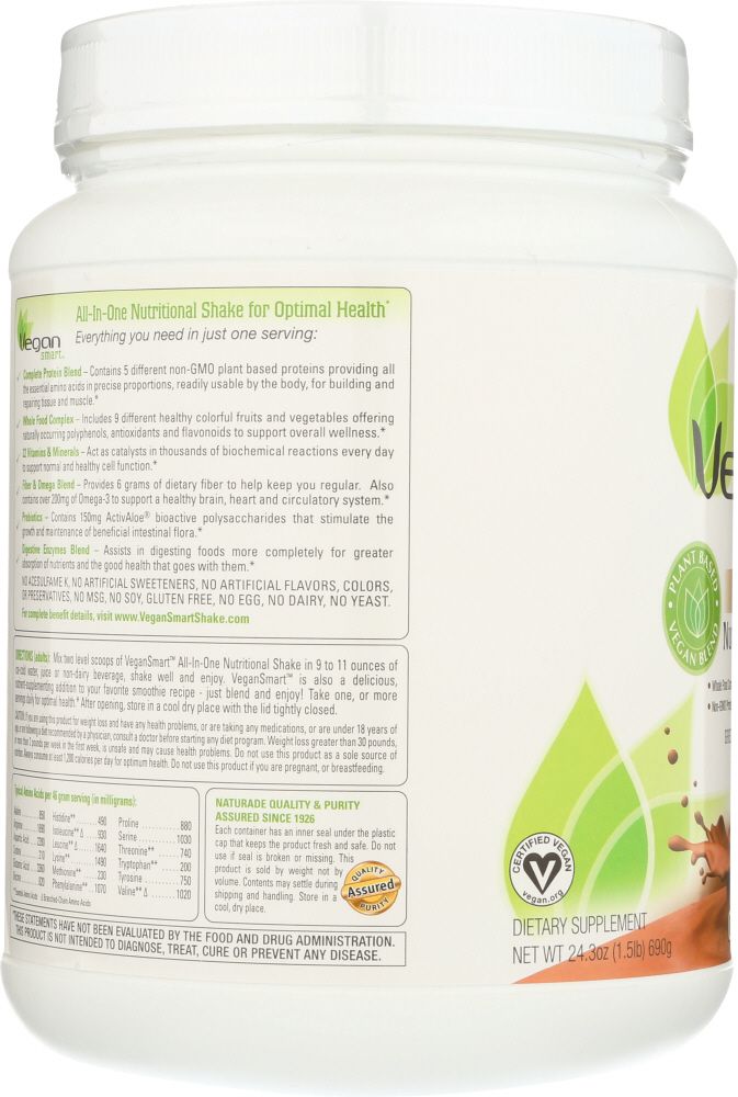 NATURADE: VeganSmart All-In-One Nutritional Shake Chocolate, 24.3 oz