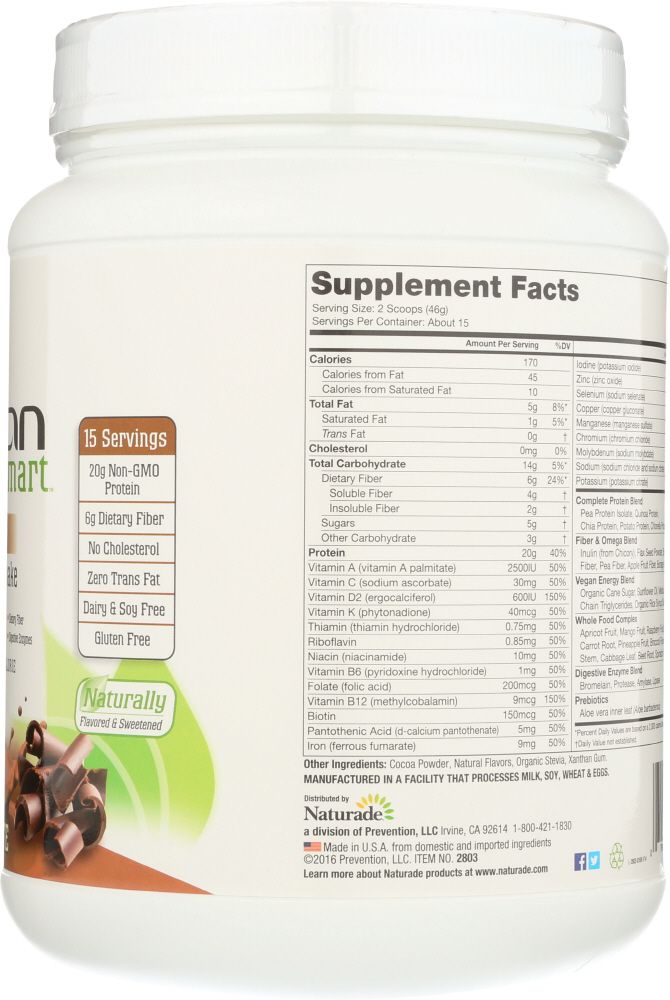 NATURADE: VeganSmart All-In-One Nutritional Shake Chocolate, 24.3 oz