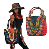 Traditional Print Beaded Tote Bag