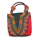 Traditional Print Beaded Tote Bag