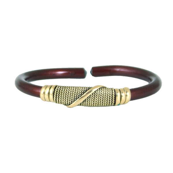 Burgundy/Gold Twist Metal Bracelet