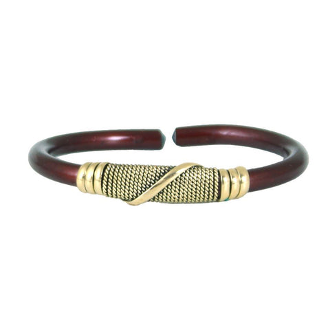 Burgundy/Gold Twist Metal Bracelet