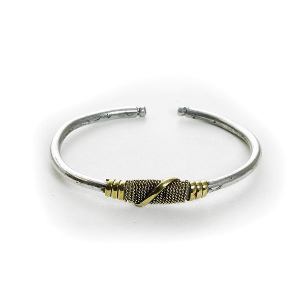 Silver & Gold Twist Metal Bracelet