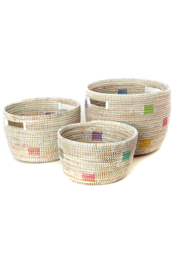 Set Of Three Prismatic Pixels Sewing Baskets