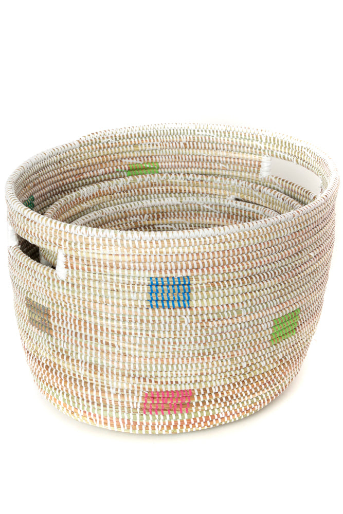 Set Of Three Prismatic Pixels Sewing Baskets